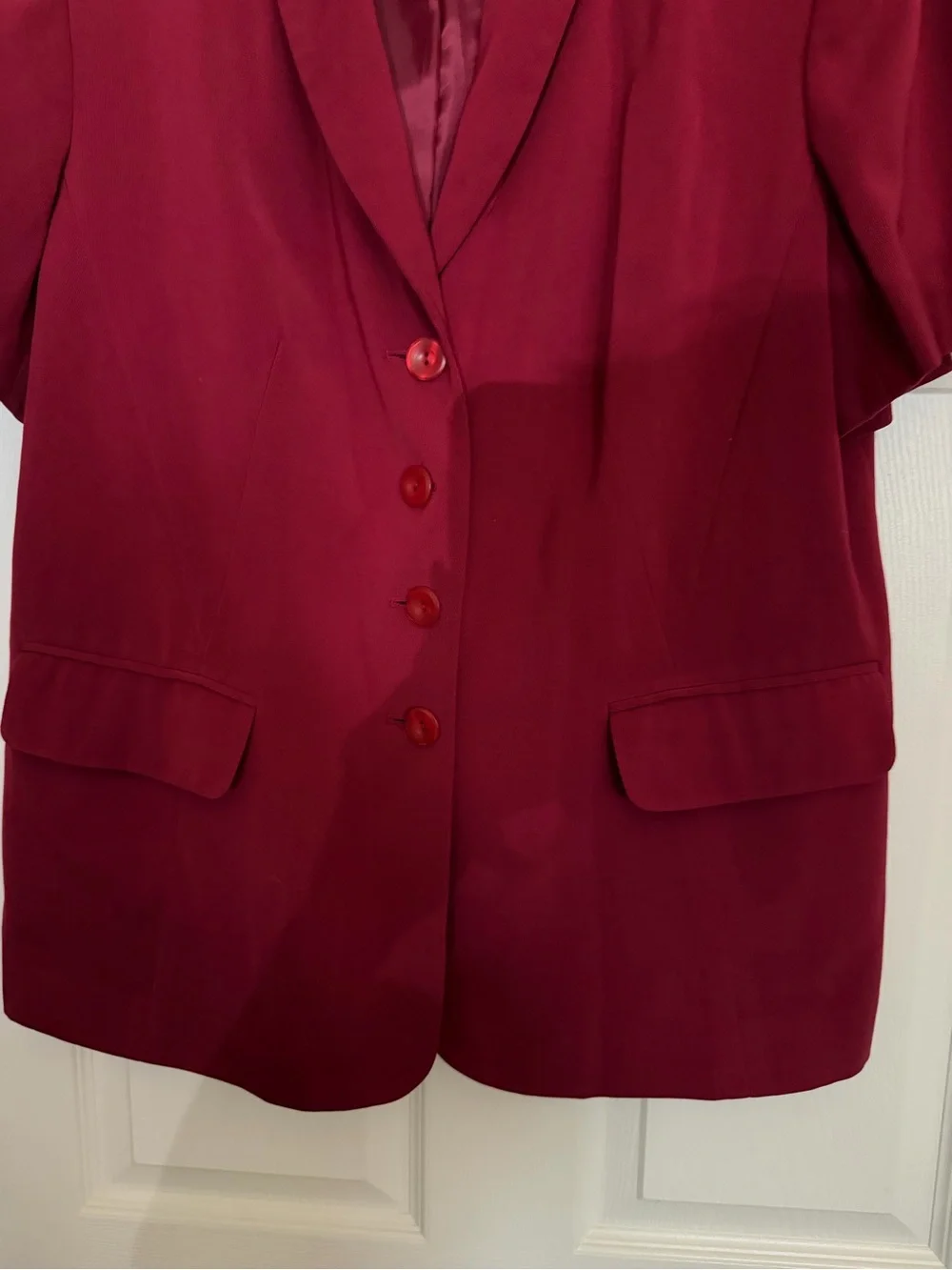 Sag Harbor Woman Burgundy Short Sleeve Blazer Suit Jacket